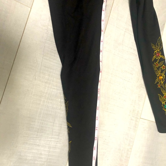 Leggings-Black Colour--Red+Green+Yellow & Golden Embroidery NEW - Picture 10 of 12